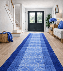 Alfombra de Pasillo Azul 70 cm x 3 metros con Goma Sin Overlock