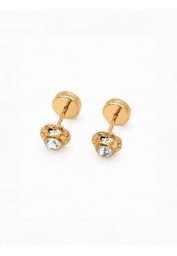 Aros Abridores Chaton Circon 5mm N2 Oro 14k Bebe Dorado 0