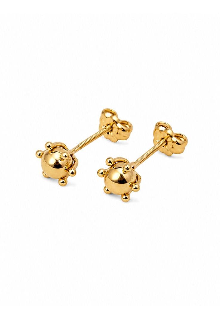 Aros Bolita Pistilo 6mm No3 Oro 18k 1.50gr Regalo Mujer Dorado 0