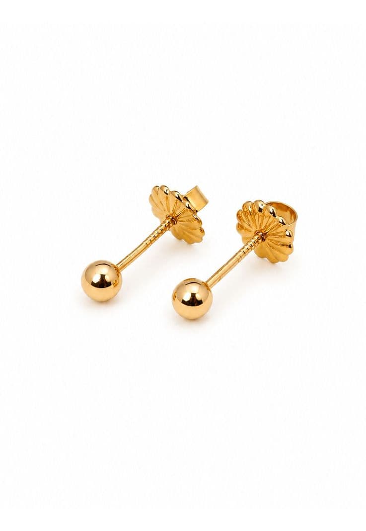 Aros Bolita 3mm N1 Oro 18k 0.50 Gr Bebe Hipoalergenico Dorado