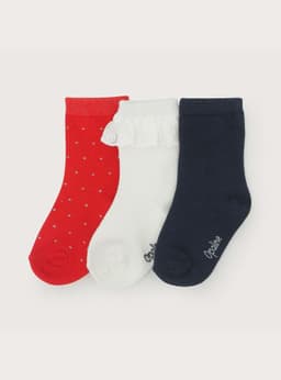 Pack De 3 Calcetines Con Vuelos De Nina Rojo 3-4 anos