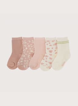 Pack 5 Calcetin Rosado/Beige Infant Nina 5-6 anos
