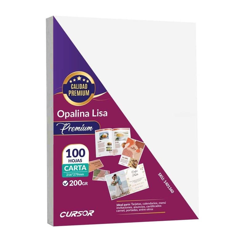 Opalina Lisa Extra Blanca Premium 200g Carta 100H Blanco