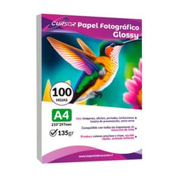 Papel Fotografico Glossy Brillante 135 Grs A4 100 Hojas Blanco