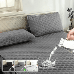 Cubre Colchon Impermeable 2 Plazas + Fundas Gris