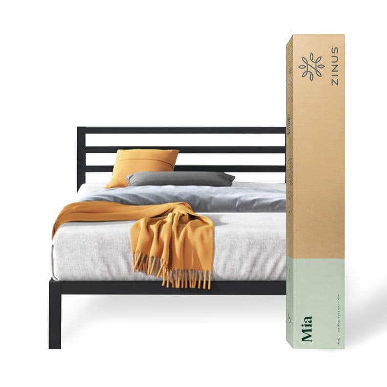 Base cama con respaldo MIA Zinus 1,5 plaza long 105x200x36cm Negro