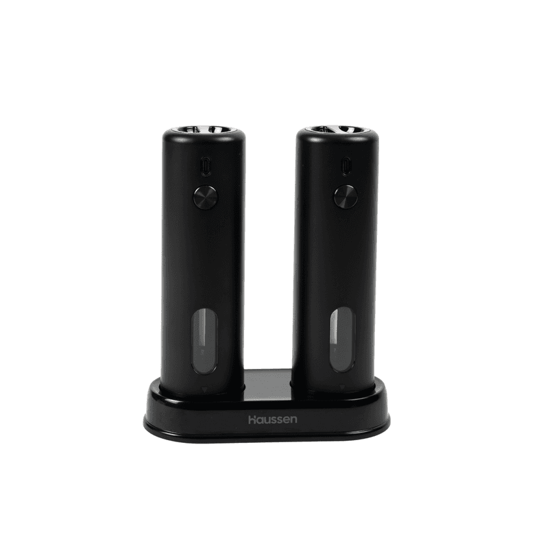 Molinillo Electrico Salero Sal Pimienta Haussen Con Luz Led Negro M
