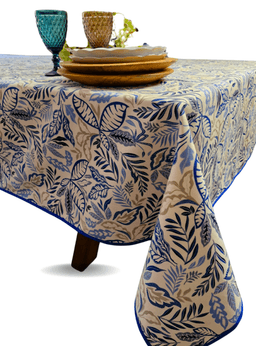 Mantel Rectangular Impermeable Hojas 150X250 cm Azul