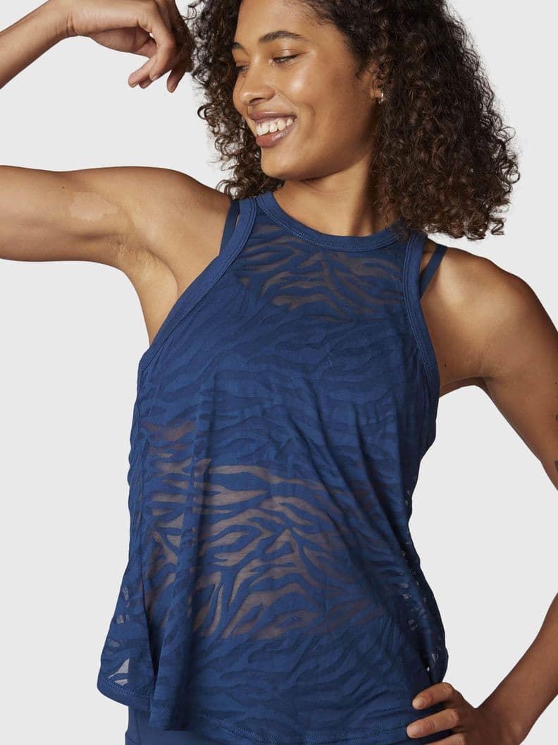 Polera Mujer Burn Out Tank Azul Azul Marino M
