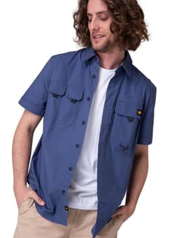 Camisa Manga Corta Utility S/S Shirt Hombre Azul Gris Oscuro M