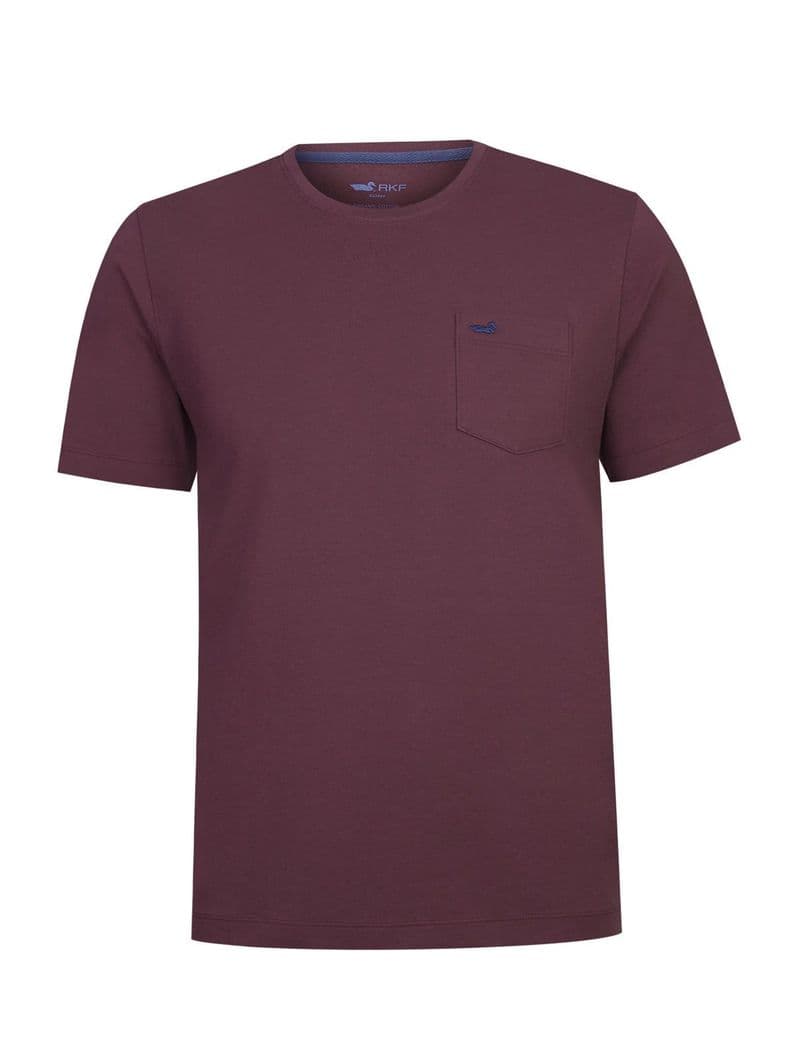 Polera Algodon Organico Hombre Basicpoc Burdeo Gris L