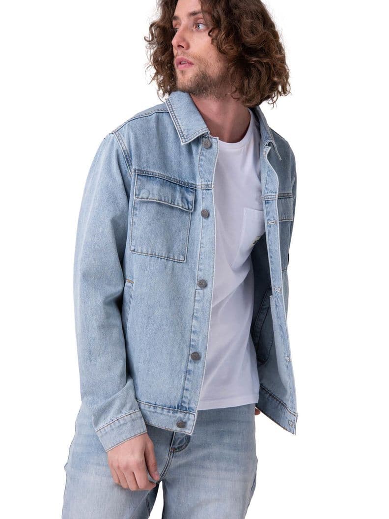 Chaqueta Denim Work Jacket Hombre Azul Gris S