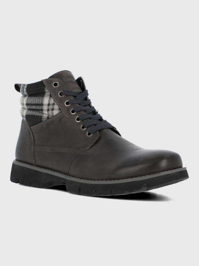 Botin Cuero Rosco Gris Hombre Gris Oscuro 42