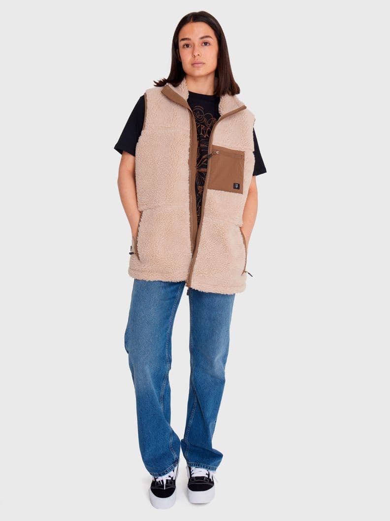 Polar Vest Sherpa sin mangas Cafe claro Hombre S