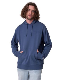 Poleron Relaxed French Terry Hombre Azul Gris Oscuro L