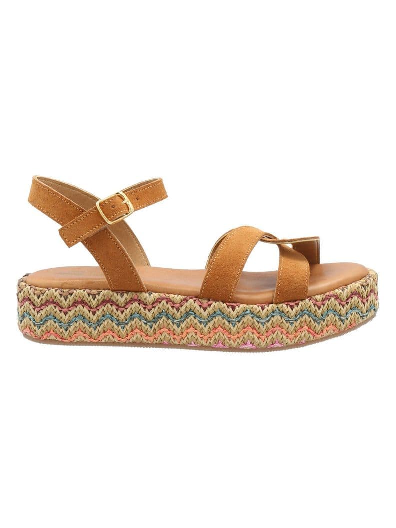 Sandalia Cuero Mujer Clavel Multicolor Cafe 37