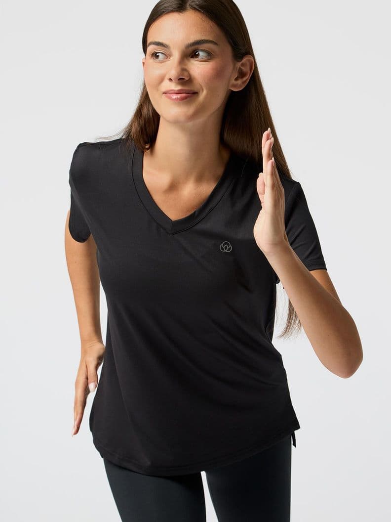 Polera V Neck Rec Negra Mujer Negro M