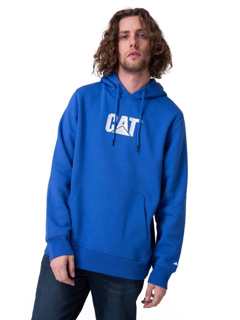 Poleron Fleece Cat Logo Pull Hombre Azul Azul Electrico XXL