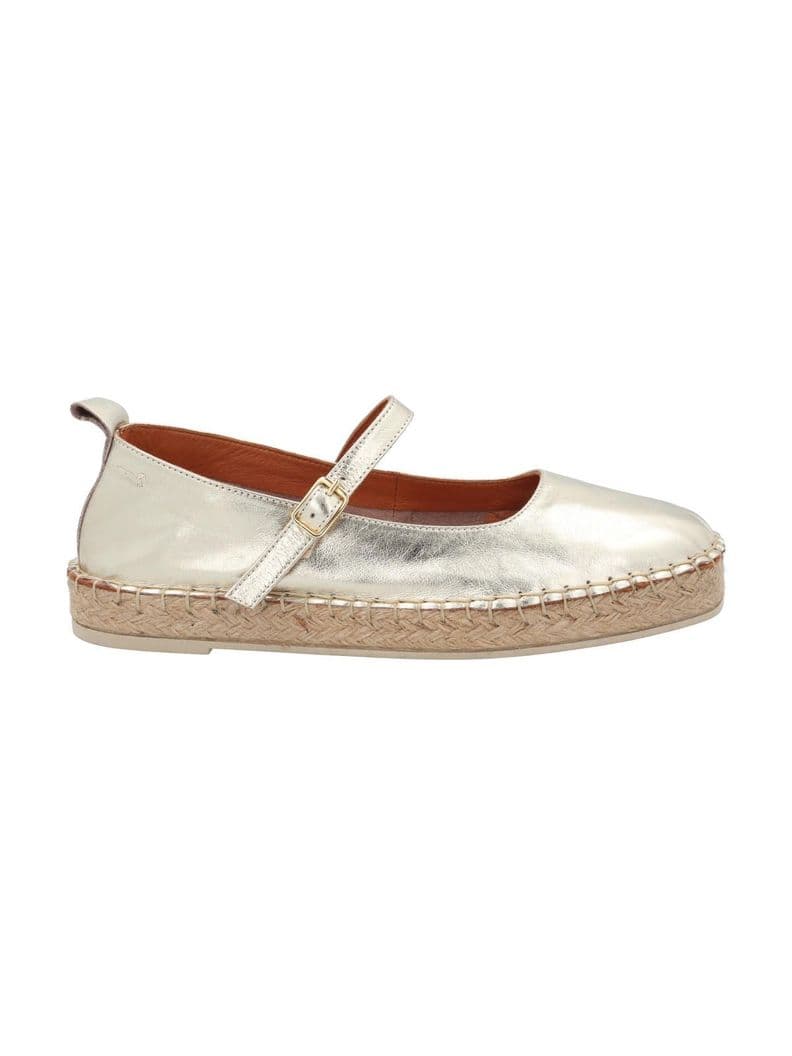 Alpargata Cuero Mujer Pekin Metalizado Dorado 38