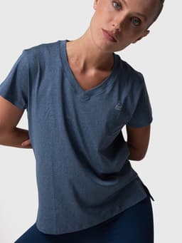 Polera Mujer V Neck Aloe Azul Azul Marino S