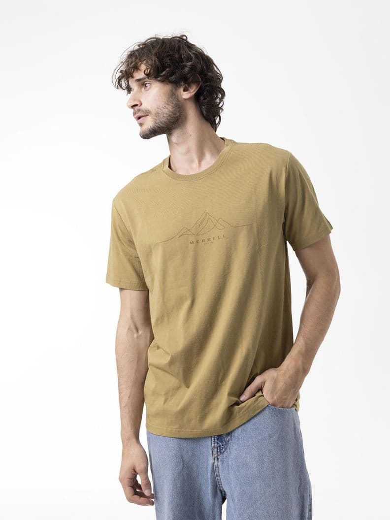 Polera Manga Corta Hombre Logo Core Mostaza M