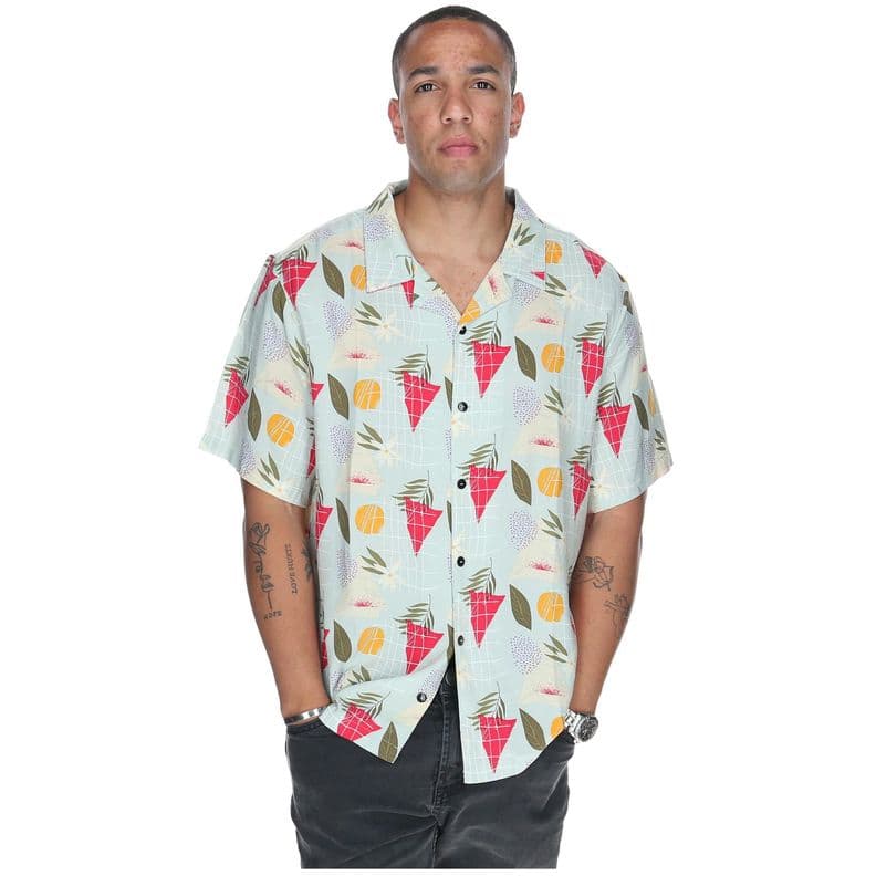 Camisa M/C Hombre Tropical Geometry Azul L
