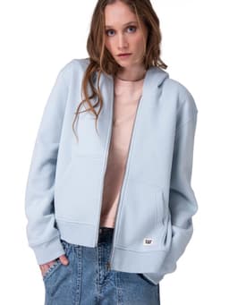 Poleron W Cat Patch Full Zip Mujer Celeste L