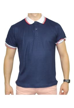 Polera Cuello Pique Ajustada Azul S