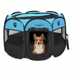 Corral Tienda Para Mascotas Portatil Perro Gato Azul