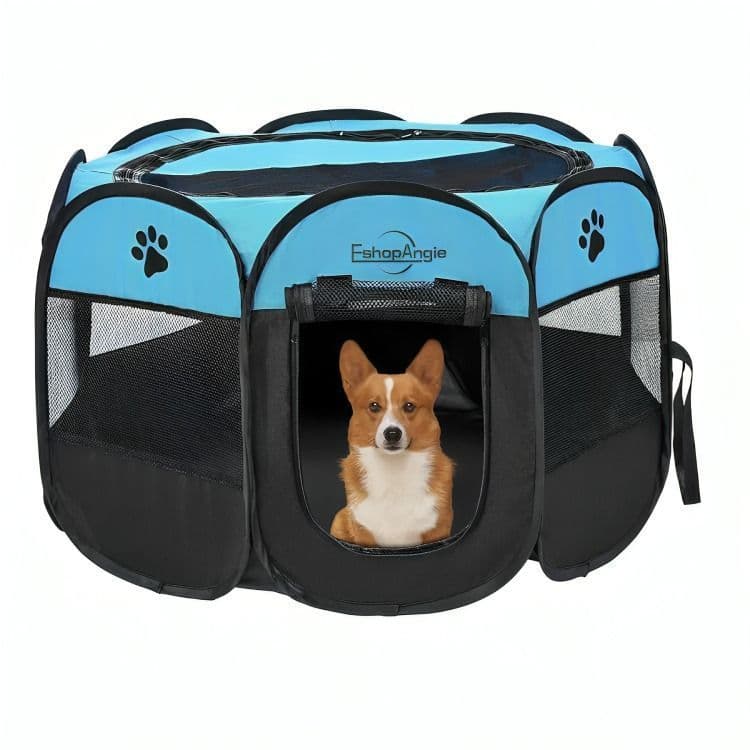 Corral Tienda Para Mascotas Portatil Perro Gato Azul