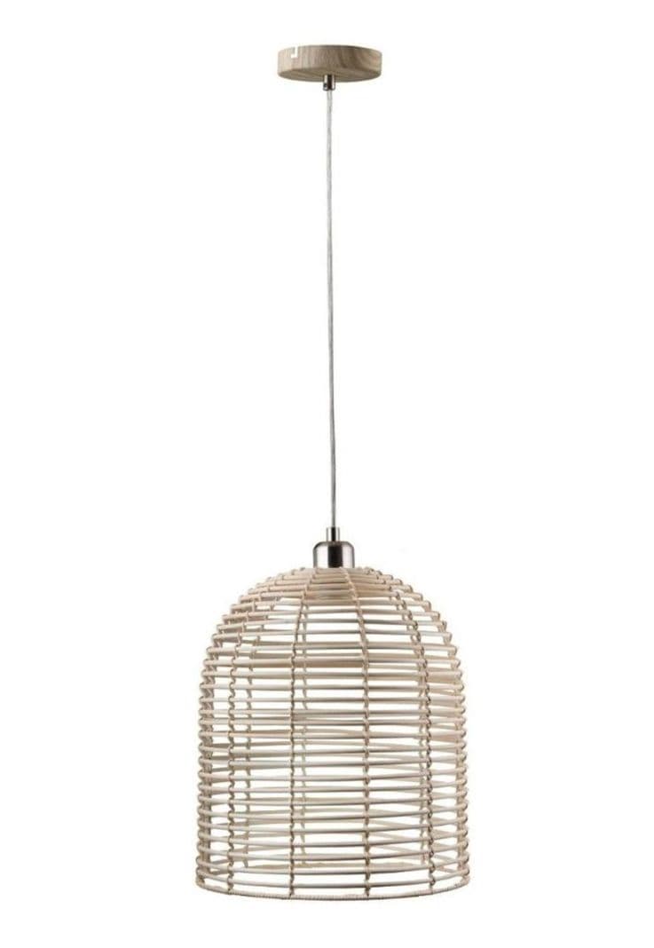 Lampara Colgante Fibra Natural D30cm Cafe