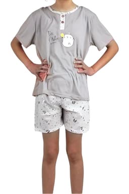 Pijama Nina Verano. Short Y Polera. Tallas. Disenos. 390 Gris 6