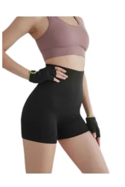 Calza Corta Mujer Control Abdomen Fitness Entrenamiento Gym 516 Negro M-L