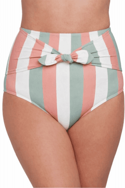 Calzon Bottom De Bano Talle Alto Control Rayas Gloriahoon Blanco L