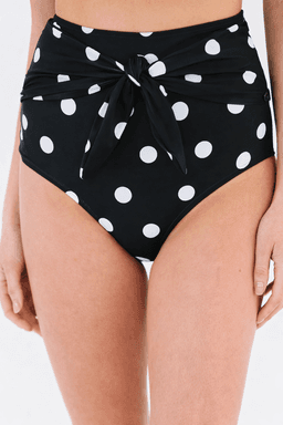 Calzon Bottom De Bano Talle Alto Control Lunares Gloriahoon Negro M