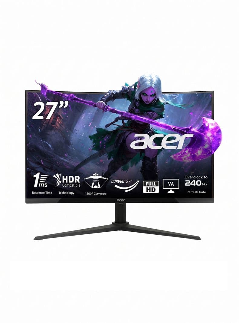 Monitor Acer Gamer Curvo XZ270 / 27"FHD/1500R / Panel VA /240HZ / 1MS VRB