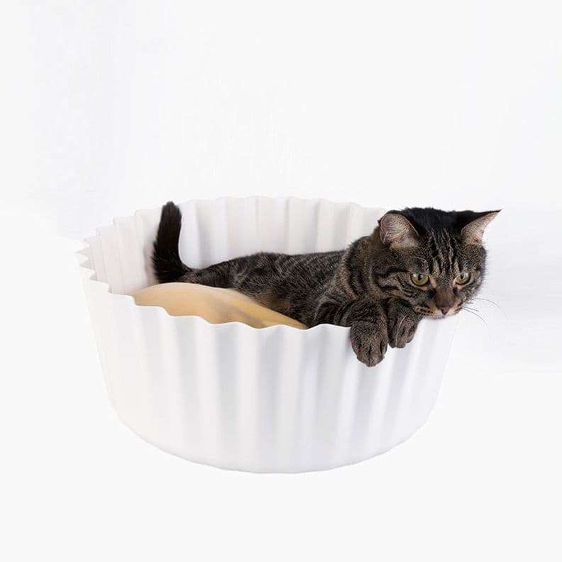 Pidan-Cama para mascotas Cupcake (almohadilla de enfriamiento incluida) Blanco