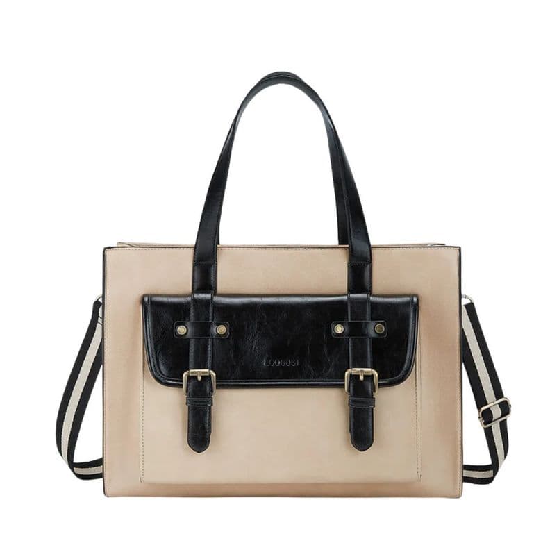 Ecosusi Bolso Tote Olivia para notebook 15.6" - Beige y Negro