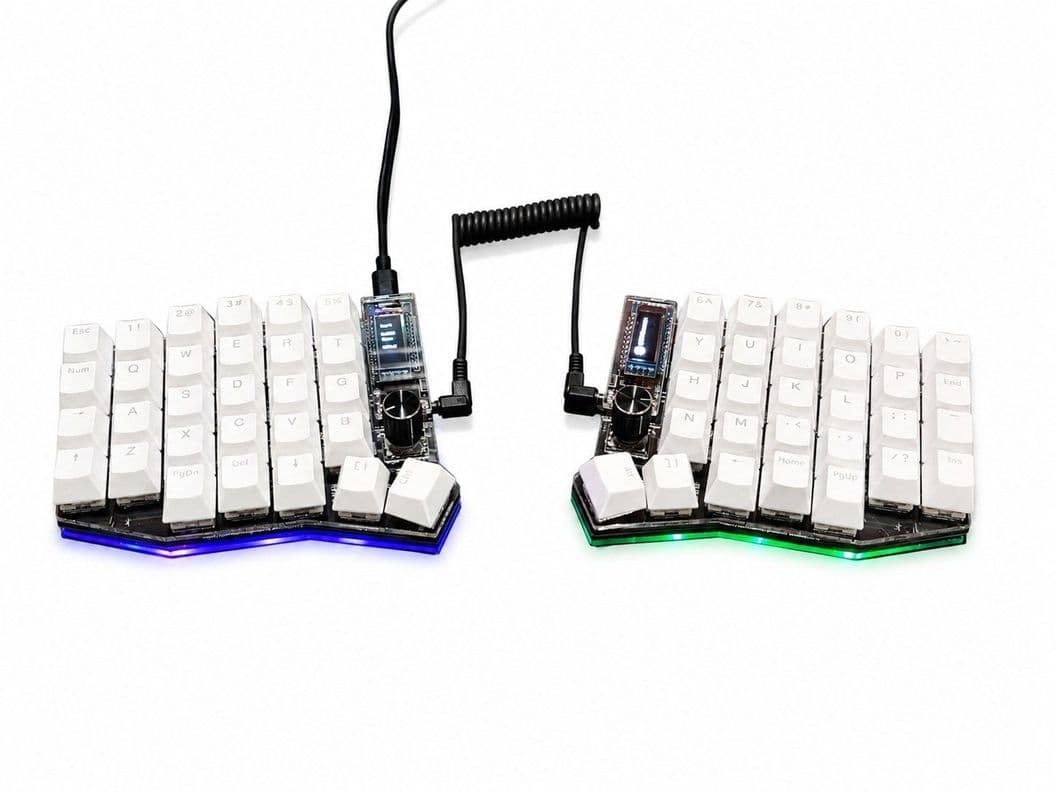 Teclado Mecanico Dividido Sofle Rgb Mx Hotswap Full Split - Switch Black Blanco