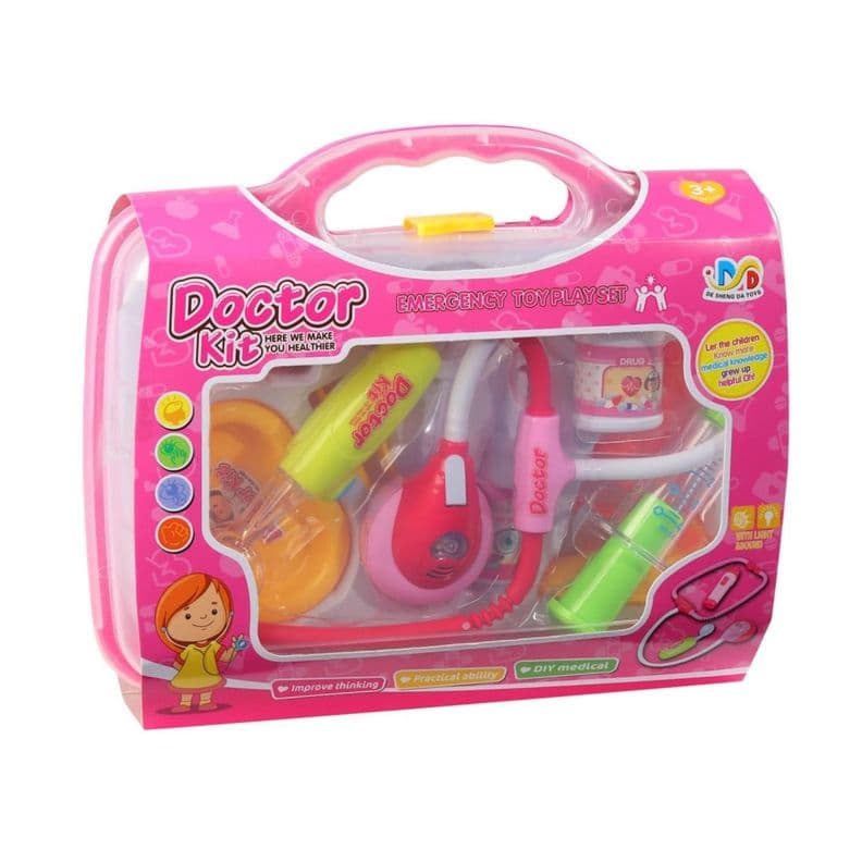 Maleta Maletin Doctor Grande Set Doctora Juguete Rosado