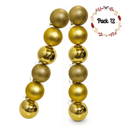 Pack 12 Esferas Navidad 12cm Decoracion Colgantes Dorado