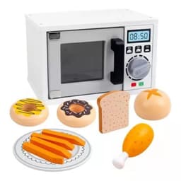 Microondas De Madera 10 Piezas Juguete De Cocinita