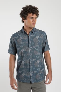 Camisa hombre manga corta Flores azul Viscosa Froens XL