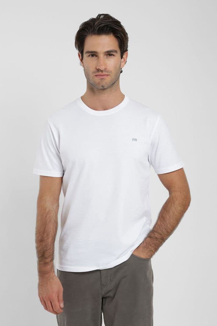 Polera Hombre Slim Corta Algodon Organico Froens Blanco XL