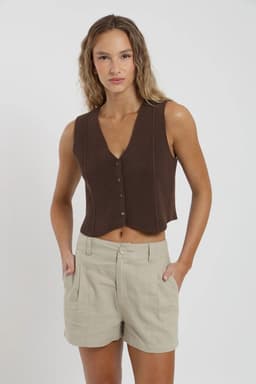 Blusa sin mangas Vest tejido Cafe M