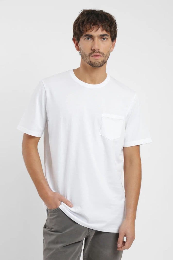 Polera manga corta hombre Bolsillo stitch Blanco M