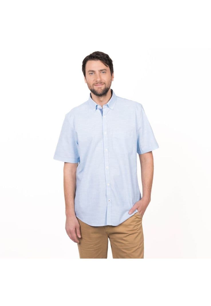 Camisa M/C Slub Regular Fit Celeste 2XL