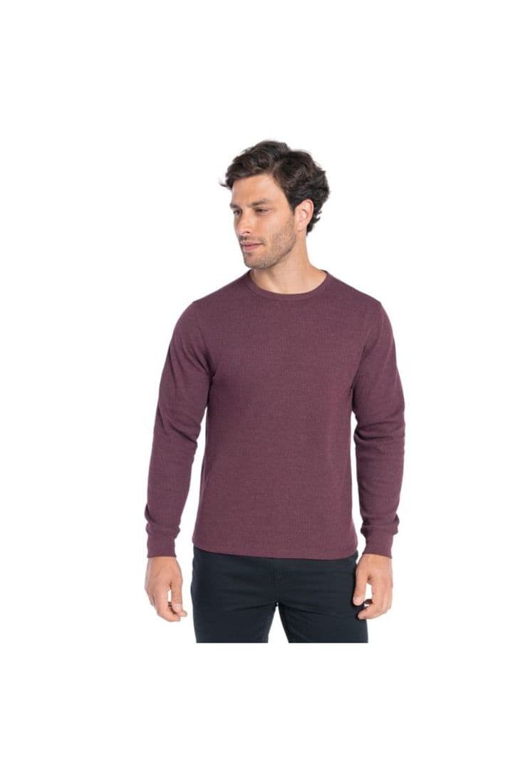 Polera Manga Larga Waffle Hombre Burdeo S