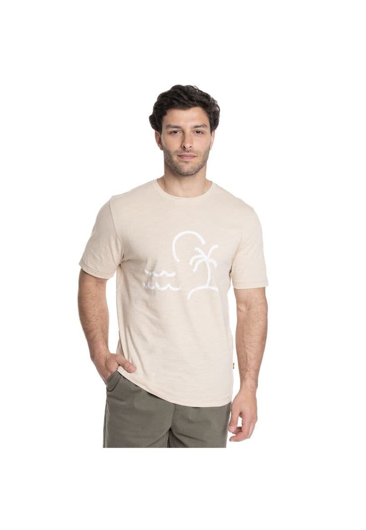 POLERA HOMBRE CUELLO REDONDO ESTAMPADO FRONTAL Beige 2XL