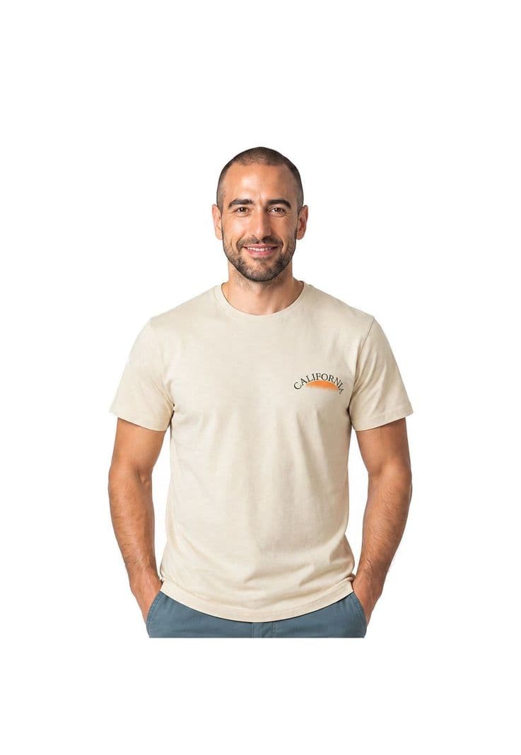 Polera Estampado Espalda Hombre Beige 4XL